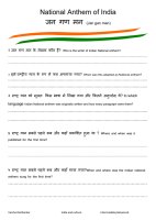 Indian National Anthem - Worksheet