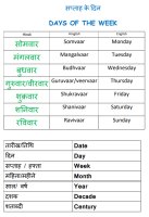 Hindi words for  Day-Date-Month-Year